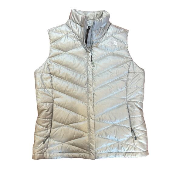THE NORTH FACE Silver Gray 550 Fill Goose Down Puffer Puffy Vest Women's Medium - Picture 1 of 10
